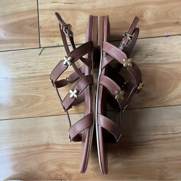 Larroude Brown Leather Flat Sandals Straps Size 7.5 Brazil - Picture 5 of 8